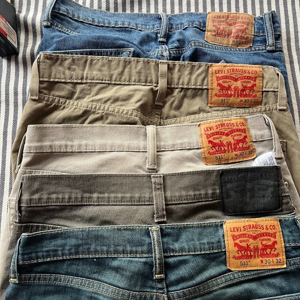5 pairs of Levi's 511 jeans - 30x32